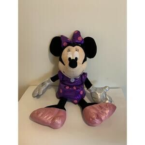 Minnie Mouse Pillow Time Pals Disney Jumbo Stuffed Plush Purple Polka Dot Dress